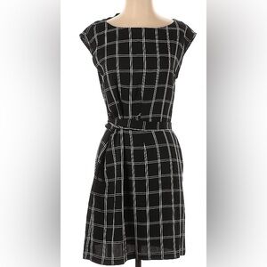 NWT Loft Black White Windowpane Side Tie Dress w Pockets! [Size 6]
